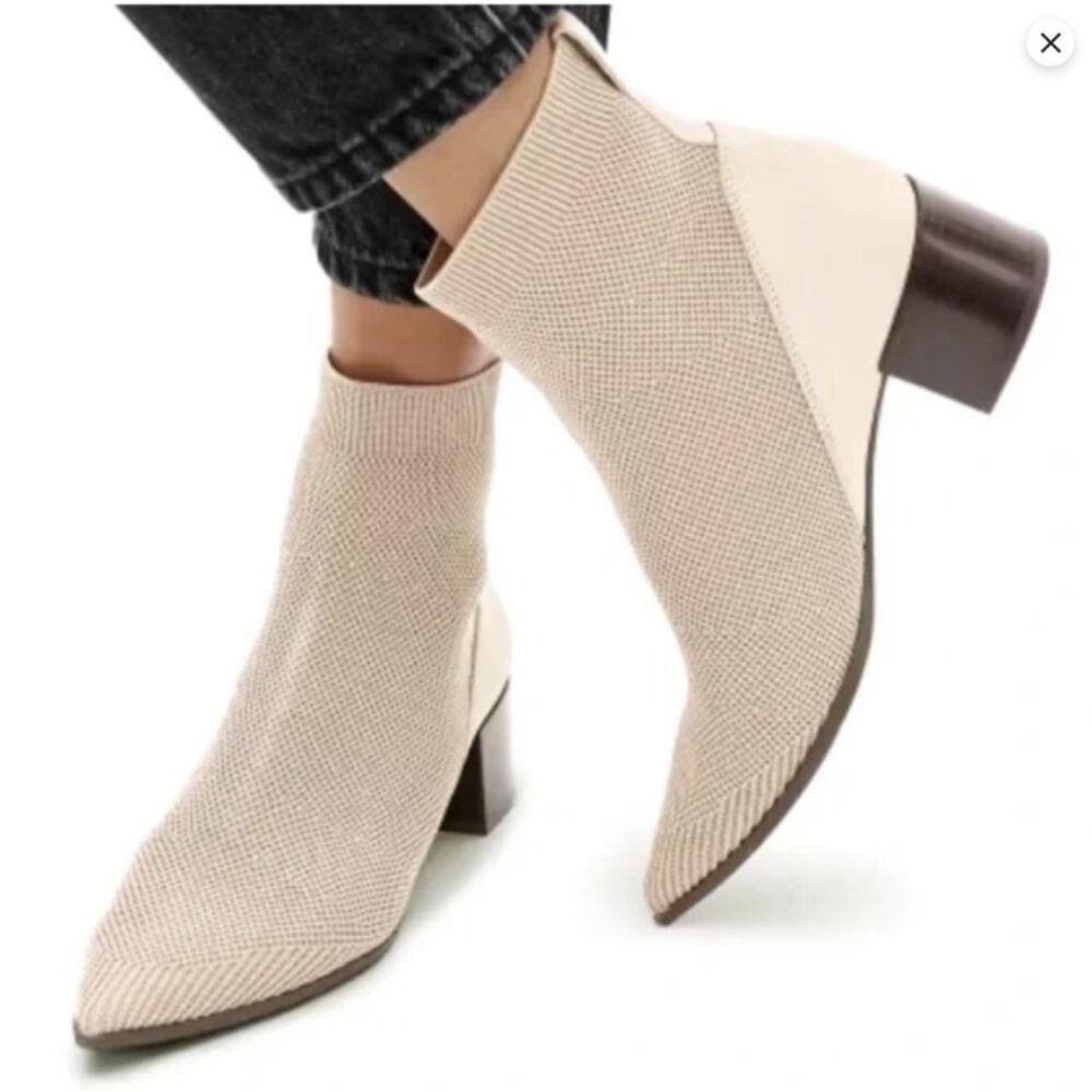 Everlane Cream Knit Ankle Booties